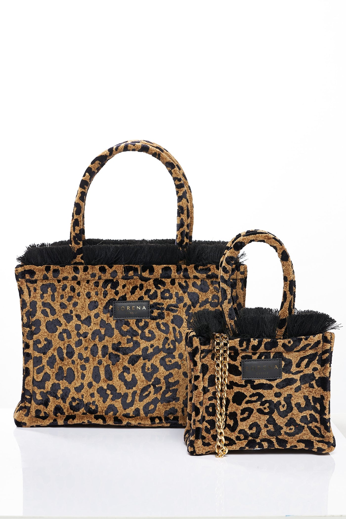LEOPARD VELVET BROWN MINI
